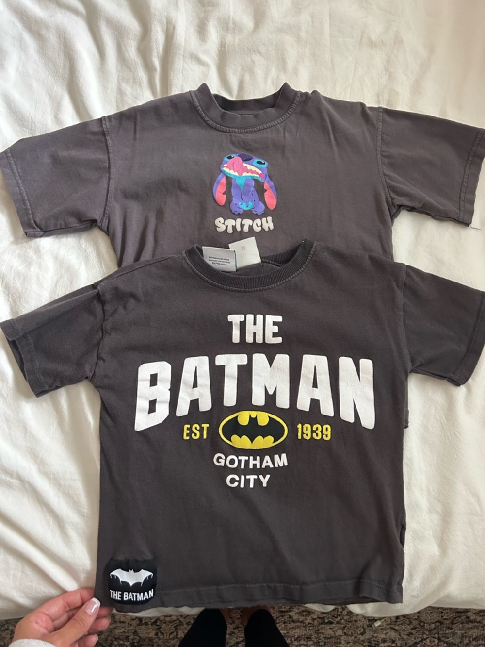 Zara Black Graphic Batman Tee with Yellow Logo